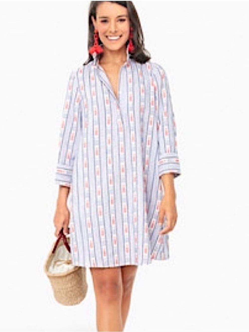 Tuckernuck Striped Long Sleeve Dress Collar Blue White Size M